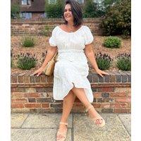 White Embroidered Anglais Midi Dress Size 10