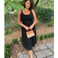 Black Applique Cotton Rich Dress Size 18