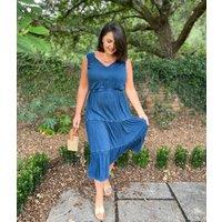 Indigo Blue Boho Tiered Summer Dress Size 14