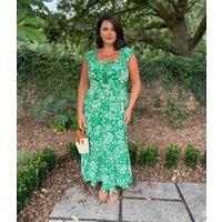 Green Floral Midi Dress Size 8/10
