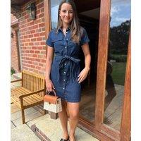 Indigo Short Sleeve Denim Shirt Dress Size 12