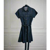 Grey Short Sleeve Denim Shirt Dress Size 12