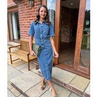 Denim Utility Midi Shirt Dress Size 10P