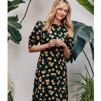 Black Sassy Orange Midi Dress Size 10