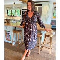 Brown Floral Paloma Midi Dress Size 8/10