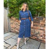 Mid Denim Buttoned Midi Shirt Dress Size 20