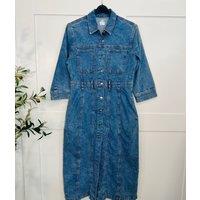 Light Denim Buttoned Midi Shirt Dress Size 10