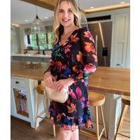 Black Floral Chiffon Layered Dress Size 12