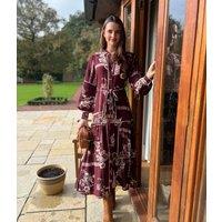 Burgundy Printed Brooklyn Midi Shirt Dress Size 12