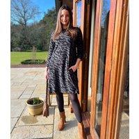 Black & Grey Animal Print Stretch Dress Size 14
