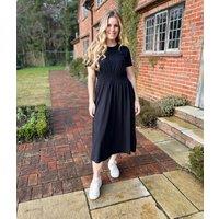 Black Cotton Shirred Waist Midi Dress Size 18R