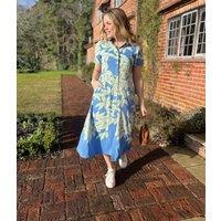 Blue Print Rua Jersey Midi Shirt Dress Size 18R