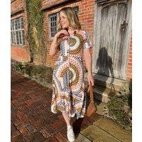 Mosaic Print Rua Jersey Midi Shirt Dress Size 8P