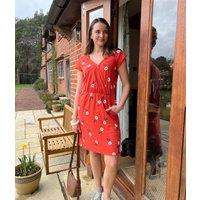 Floral Print Faux Wrap Cotton Dress Size 18