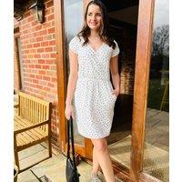 Polka Dot Faux Wrap Cotton Dress Size 10
