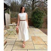 White Sleeveless Raw Hem Denim Dress Size 8