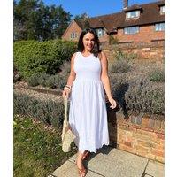 White Embroidered Contrast Dress Size 10