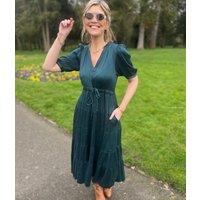 Teal Elle Tiered Satin Dress Size 8R