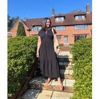 Black Tiered Premium Notch Neck Jersey Dress Size 18/20