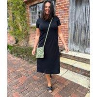 Black Pure Cotton T Shirt Midi Dress Size 8R