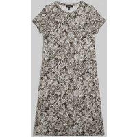 Brown Snake Print Pure Cotton T Shirt Midi Dress Size 10R