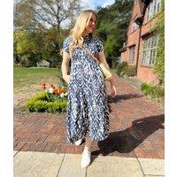 Brakeburn Navy Ikat Tiered Dress Size 8