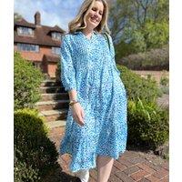 Brakeburn Light Blue Watercolour Printed Midi Dress Size 10