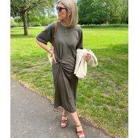 Khaki Jersey Twist T-Shirt Dress Size 18