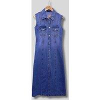 Vintage Blue Sleeveless Denim Button Through Midi Dress Size 6