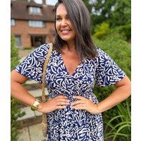 Navy Paloma Shirred Waist Midi Dress Size 12/14