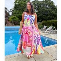 Tropical Miami Pastel Print Dress Size 16/18