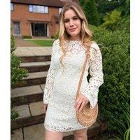 Ivory Crochet Bell Sleeve Dress Size 10/12