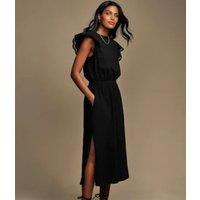 Black Broderie Frill Sleeve Cotton Jersey Dress Size 8