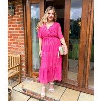 Pink Gold Detail Wrap Dress Size 14