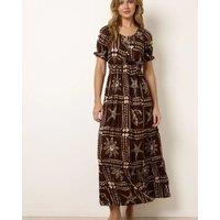 Dark Brown Starfish Print Maxi Dress Size 16/18