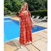 Rust Starfish Print Maxi Dress Size 16/18