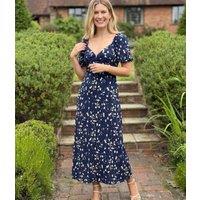 Navy Floral Nicoletta Midi Dress Size 6