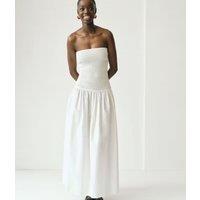 White Strapless Shirred Maxi Dress Size 8