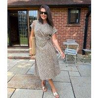 Leopard Print Side Twist Jersey Dress Size 22