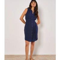 Navy Cotton Button Through Dress Size 12