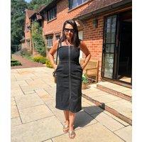 Black Denim Zip Through Midi Dress Size 12/14