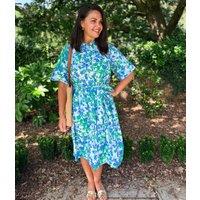Green Floral Midi Shirt Dress Size 20