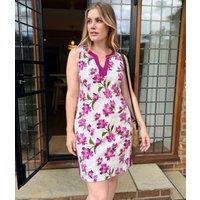 Purple Floral Jersey Notch Neck Dress Size 16/18P