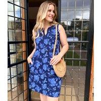 Navy Floral Jersey Notch Neck Dress Size 20T