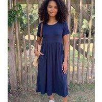 Navy Stretch Tiered Midi Dress Size One Size