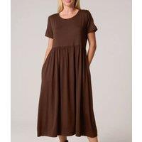 Chocolate Stretch Tiered Midi Dress Size One Size