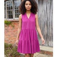 Fuschia Seersucker Cotton Tiered Dress Size 20/22