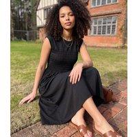 Black Shirred Jersey Dress Size 4/6