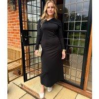 Black Fitted Twist Neck Dress Size 8