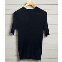 Black Ribbed Short Sleeve Knit Size 6